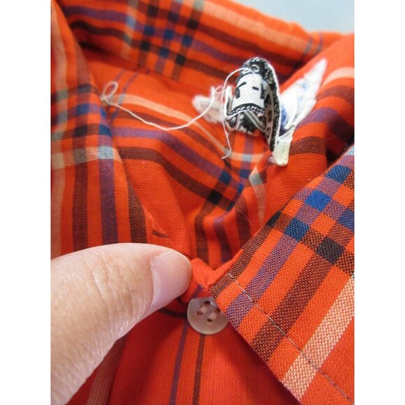 VINTAGE Val Mark Shirt Large Sanforized Button Up Plaid 70s Rockabilly * - Picture 14 of 15